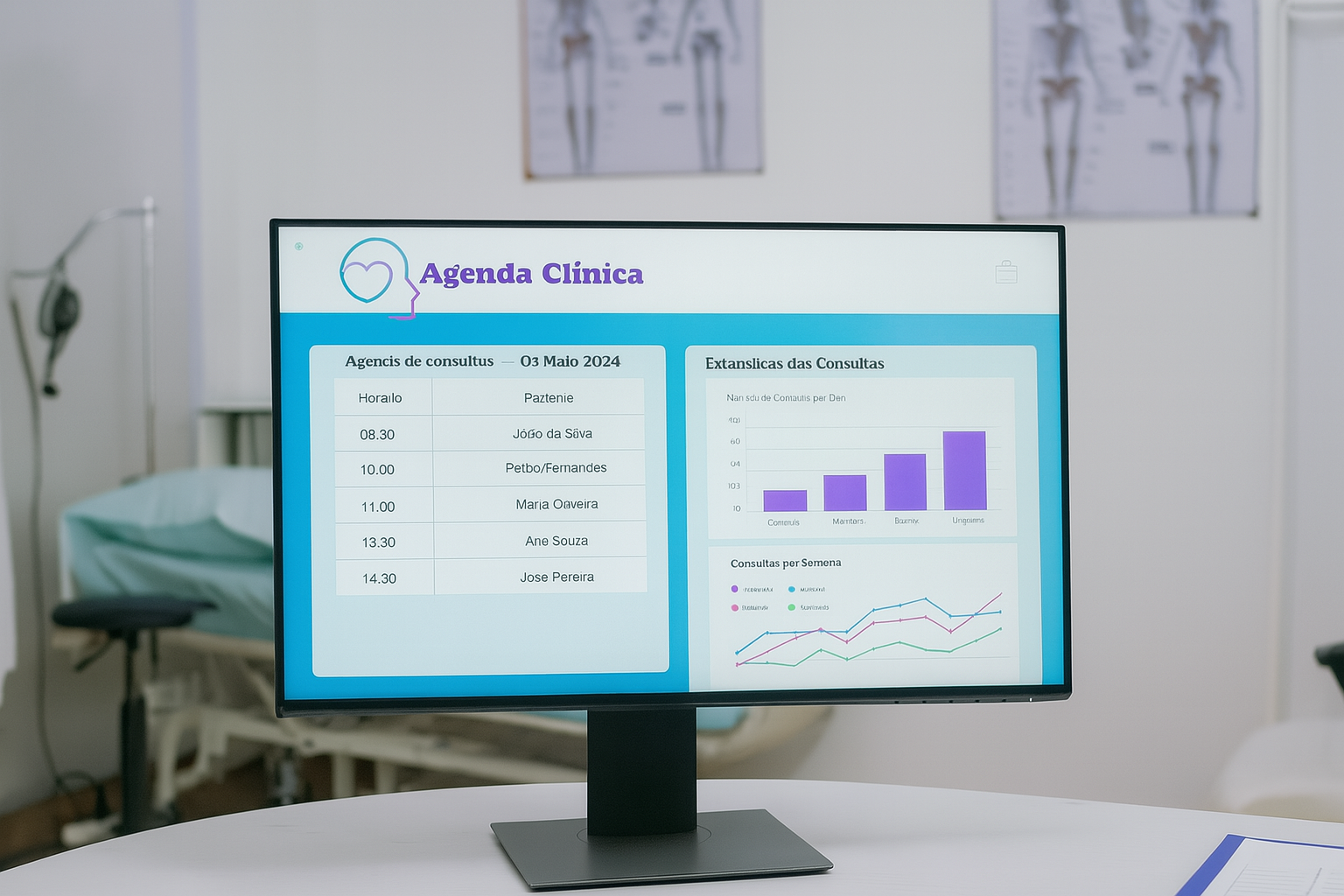 Dashboard do médico com agenda e estatísticas